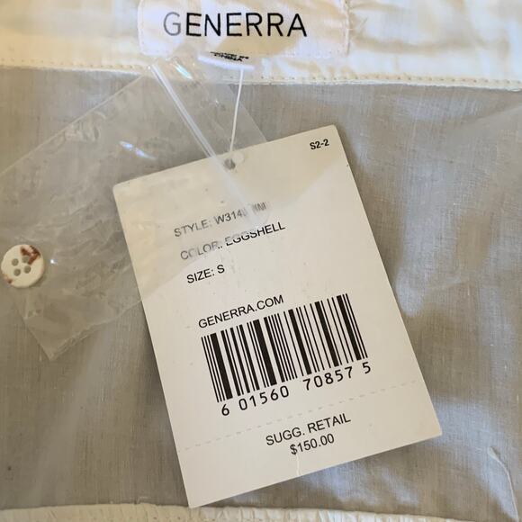 NWT Generra Eggshell Half Button White Cotton Blouse with Sash Size Small - Picture 8 of 12
